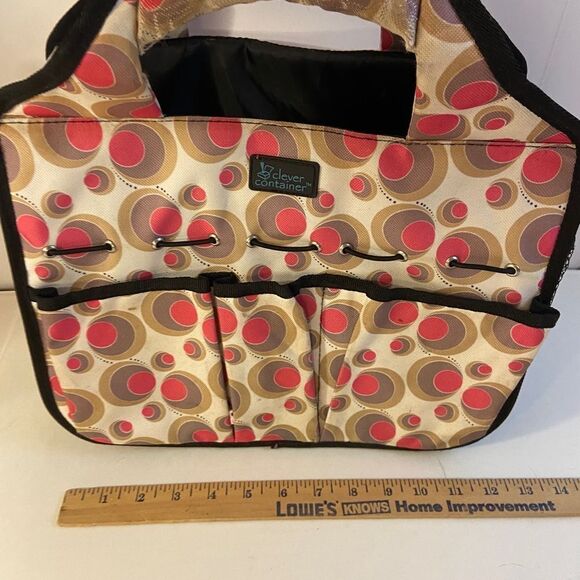 Clever organizer tote pink brown circles mesh side pockets - Picture 5 of 5